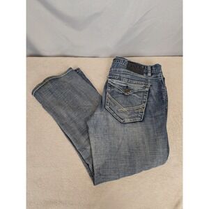 Axel‎ Jeans Mens 36x30 Blue Flap Pockets Thick Stitch Distressed Y2K Stretch